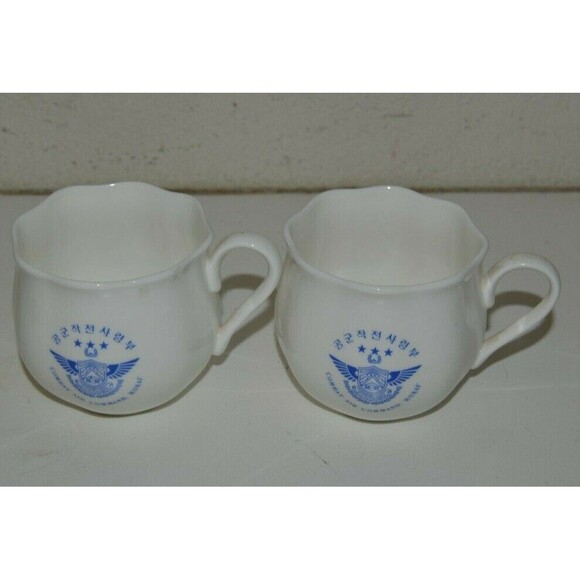 Vintage Combat Air Command ROKAF Bone China KOREA Coffee Mug Set Air Force - Picture 4 of 8